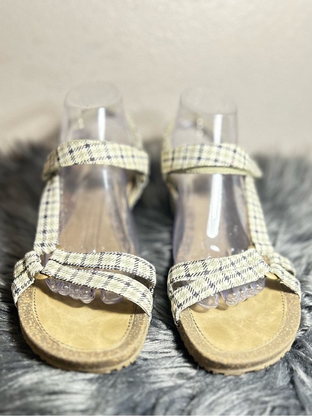 Teva Plaid Strappy Wedge Sandals - Brown/Beige Size 11 - Picture 5 of 7